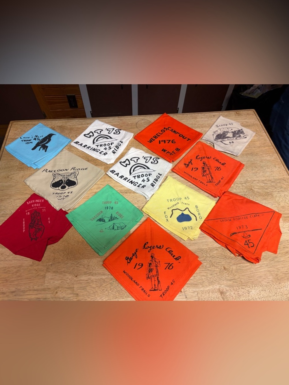 Cherokee Multicolor Boy Scout Bandana Lot - Red, Orange, Yellow, Green, Plaid